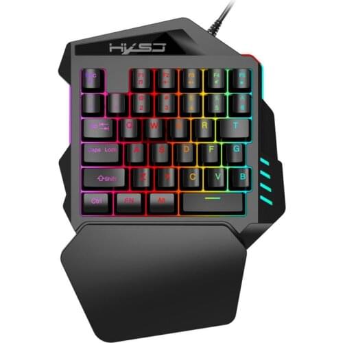 1.6m Wired Gaming Keypad with LED Backlight 35 Keys One-handed Membrane Keyboard for LOL/PUBG/CF