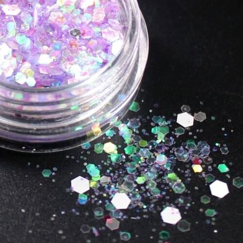 1Box Violet Snow Holographic Sequins Glitter Shimmer Diamond 15 Color Eye Shiny Skin Highlighter Face Glitter Festival Makeup