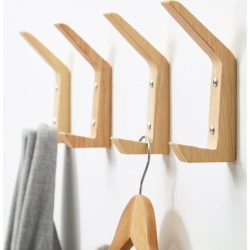 1pc Simple Wooden Coat Hook Home Wall Decoration Wall Hanging Single Hook Hanger Room Accessories Hallway Wood