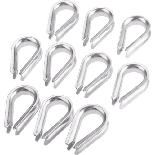 10pcs 8mm M8 Boat Wire Rope Cable Thimbles Clamps 316 Stainless Steel Boat Sleeve Clip Fittings Cable Crimps Marine Hardware