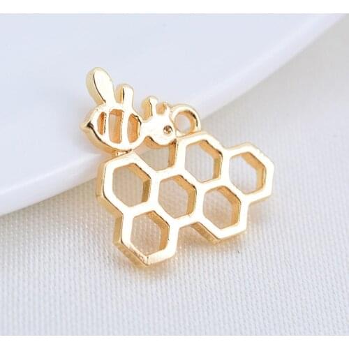 10PCS 13.5*11MM 24K Gold Color Brass Bee Charms Pendants High Quality for Diy Jewelry Making Findings Accessories