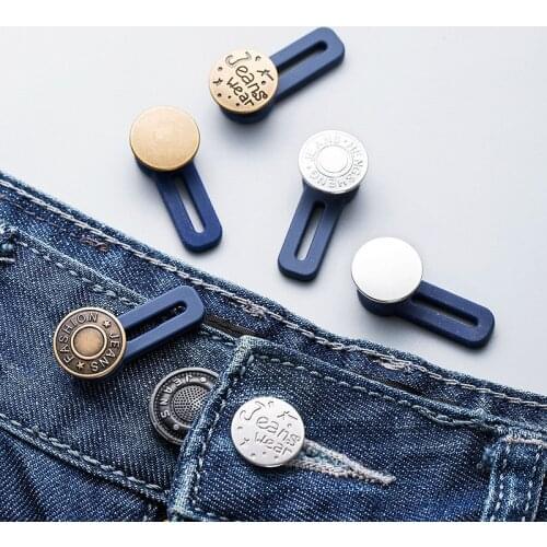 2pcs Free Sewing Buttons Adjustable Disassembly Retractable Jeans Waist Button Metal Extended Buckles Pant Waistband Expander