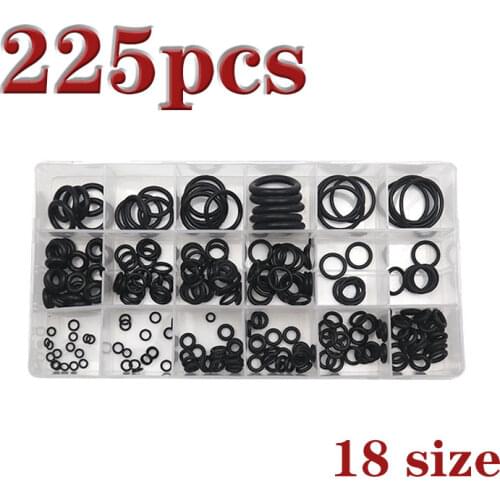 225 Pcs 18 Sizes Rubber O-Ring Sealing Gasket Washer Seal Assortment Set For Plumbing Automotive And Faucet Tap Repair