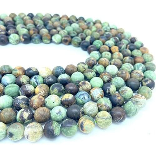 6-16mm Natural Gemstone Frosted Green Opal Beads Round Loose Green Beads DIY Necklace Bracelet Accessories Energy Crystal Yoga