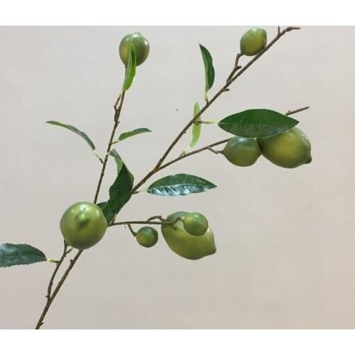 6PCS Simulation Lemon Branch Imitative Tree Accessories Hotel Decoration Vegetation Decoration Ground Floriculture Green Plastic