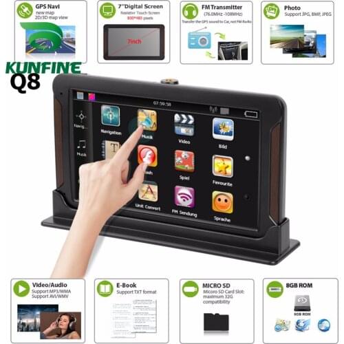 7 Inch Android Car DVR Navigation With FM Radio 8GB 512M Truck GPS Navigators Rear View Camera Screen Free Map Upgrade Q8