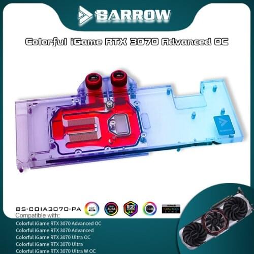Barrow GPU Cooler For Colorful iGame RTX 3070 Advanced Or Ultra OC Video Card Water Block, M/B RGB SYNC, BS-COIA3070-PA