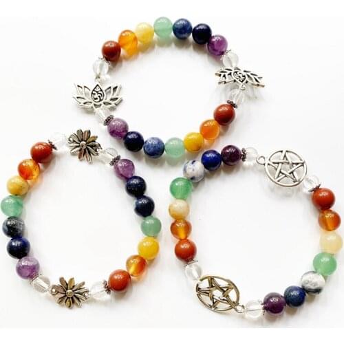 7 chakra healing crystals bracelet 8mm Natural Meditation Stone Bracelet Besties Bracelet Confidant Beaded Bracelet OM Lotus
