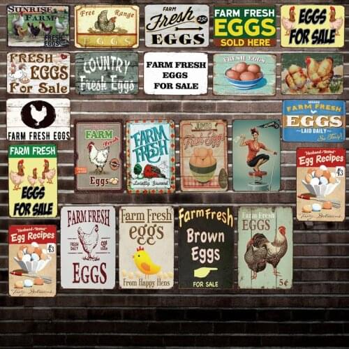 [ DecorMan ] Farm Fresh Eggs Sale Tin Signs Custom wholesale Metal Paintings Bar PUB Decor HY-1730