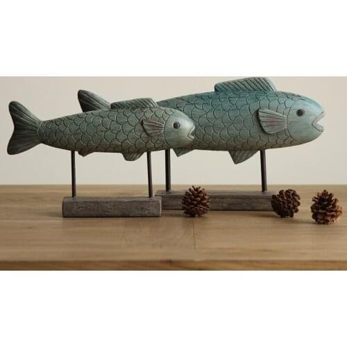 Home Furnishing American country living room decor creative retro resin painted size antique ornaments crafts fish