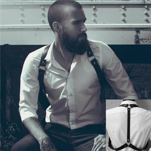 Fetish Men Sexual Leather Chest Harness Belt BDSM Gay Body Cage Shoulder Harness Strap Sexy Gay Clothing for Rave Party Clubwear