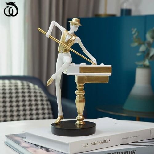 WU CHEN LONG Nordic Abstract Billiards Figure Arts Sculpture Character Statue Resin Crafts Home Decorations Living Room R6482