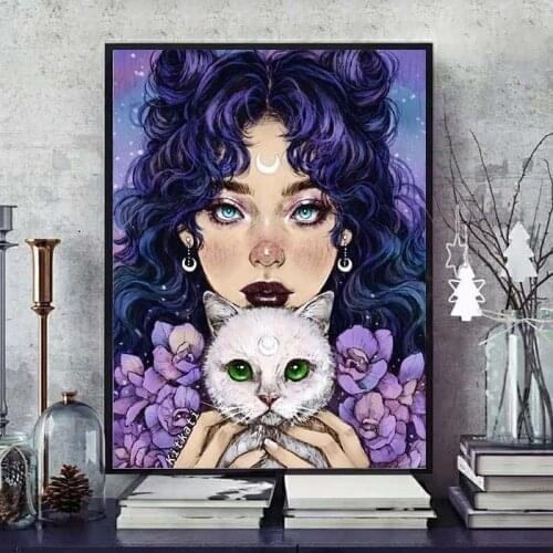 GATYZTORY 5D DIY Diamond Painting cartoon girl Cross Stitch Kit Mosaic Diamond Embroidery figure Full Square Drill Home Decorati