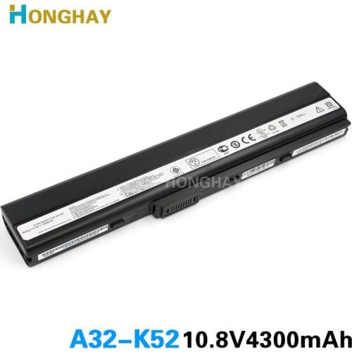 Hongha A32-K52 Laptop Battery For ASUS A31-B53 A42-K52 A31-K52 A41-K52 A42 A52F K52JE A52J K42JB K52Jr K42JV A52F K42JK K42JR