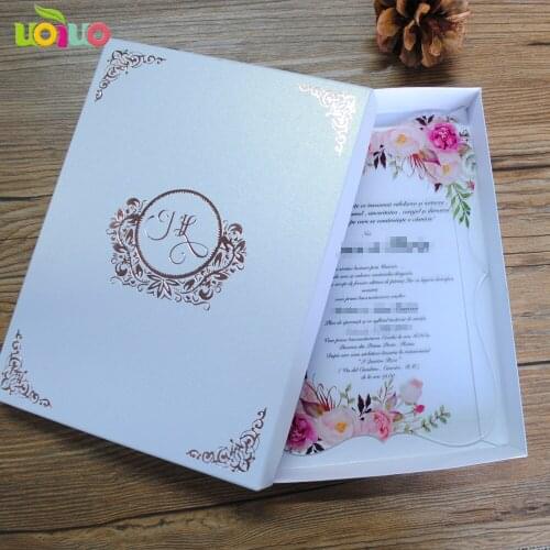 Nice colorful flower wedding invitation card clear acrylic invitation card with cheap price 10pcs/lot