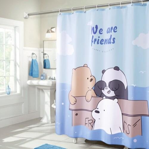 Custom Made Thick Shower Curtain Bathroom Curtain Partition + Hooks 1.2/1.5/1.8/2x1.8m 1.5x2m 1.8x2m 2x2m/2.4m 2.4x2m Bears ins