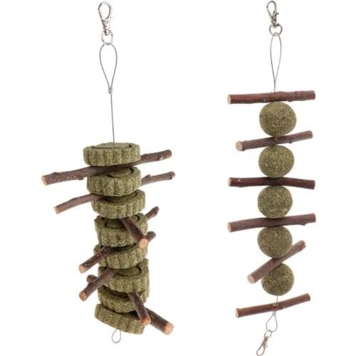 Bunny Chew Molar Toys Wooden Sticks Grass Cake Teeth Care Improves Dental Health for Rabbits Chinchillas Guinea Pigs