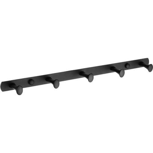 Matte Black Stainless Steel Hooks Bathroom Accessories Wall Mounted Round Robe Hook 5 Hooks