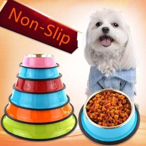 XS-XXL Dog Stainless Steel Bowls Travel Feeding Bowl Water Bowl For Big Dogs Puppy Feeding Dish Fit All Pet Puppy Cat Bowl