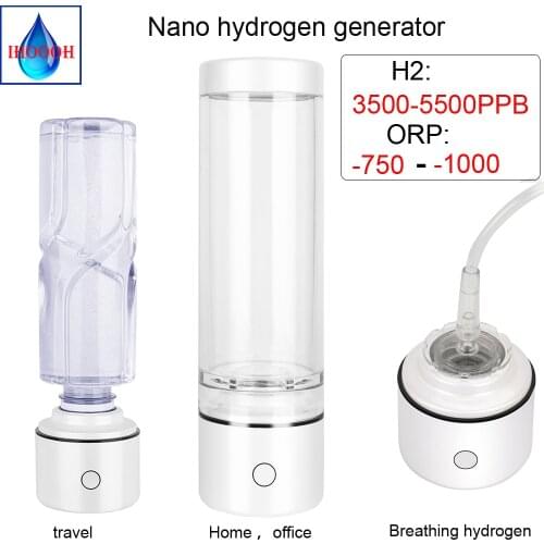 Nano High Hydrogen Rich Water Bottle/Cup H2 Generator SPE Alkaline Electrolysis Lonizer Multifunctional Mini Respirator IHOOOH