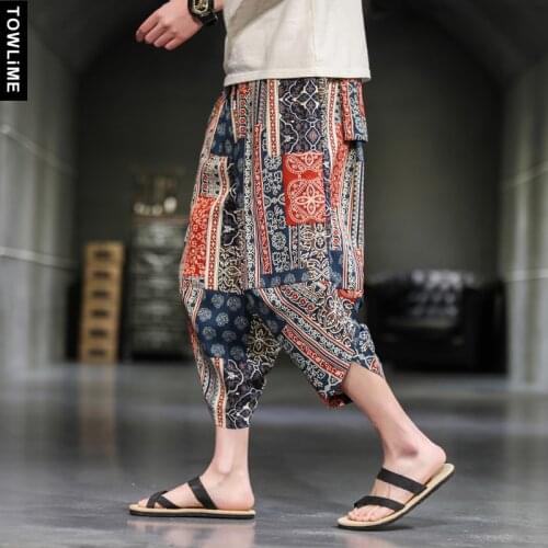 2021 Mens Printed Harem Pants New Fashion Jogger Sweatpants Korean Streetwear Man Loose Oversized Calf-Length Trousers