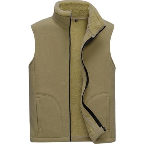 2020 Mens New Double-Sided Plush Stand Collar Vest Youth Fleece Casual Warm Vest 8XL