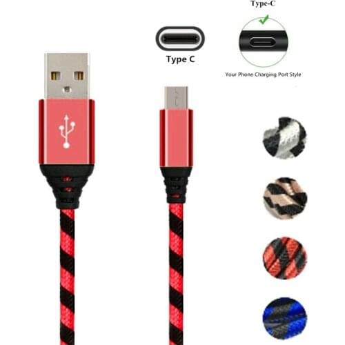 Fast Charging Nylon USB Sync Data Mobile Phone Adapter Charger Type C Cable for Samsung Galaxy A3 A5 A7 2017 Lenovo Xiaomi LG