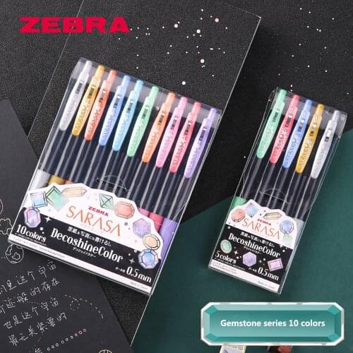 Japan ZEBRA New JJ15 Gem Series Gel Pen SARASA Color Hand Account Pen Student Special 0.5mm Bullet Head 5 Colors/10 Colors Set
