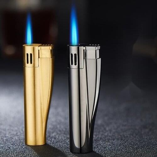 2021 New Windproof Turbine Lighter Inflatable Creative Metal Gas Lighter High Firepower Cigar Smoking Stainless Steel Mens Gift