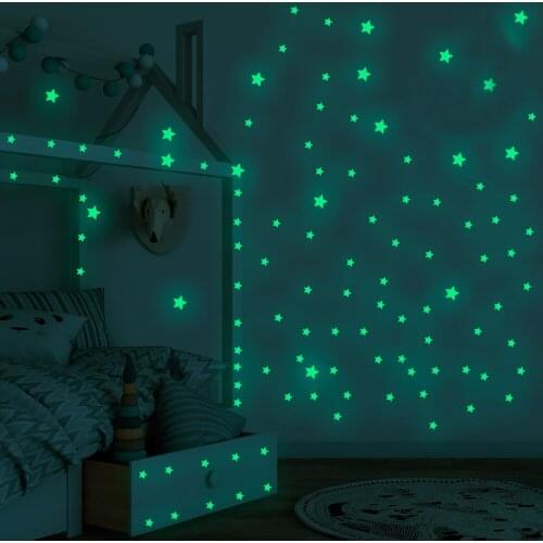 New 3D Star and Moon Energy Storage Fluorescent Glow In the dark Luminous on Wall Stickers for Kids Room living room Decal