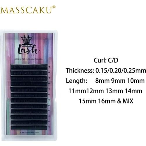 New Best Selling Professional Private Label Deep Black Matte Faux Mink Lashes supplies Ellipse Flat eyelash extension Salon