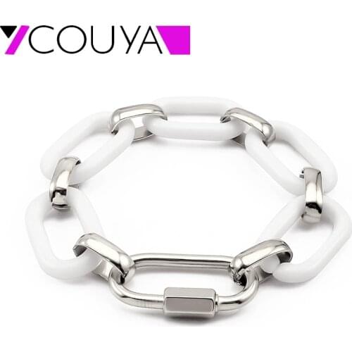Stainless Steel New Product Chain Bracelet Ceramic Bracelet With Silver Gold Pendant Chain Link Bracelet Jewelry For Women