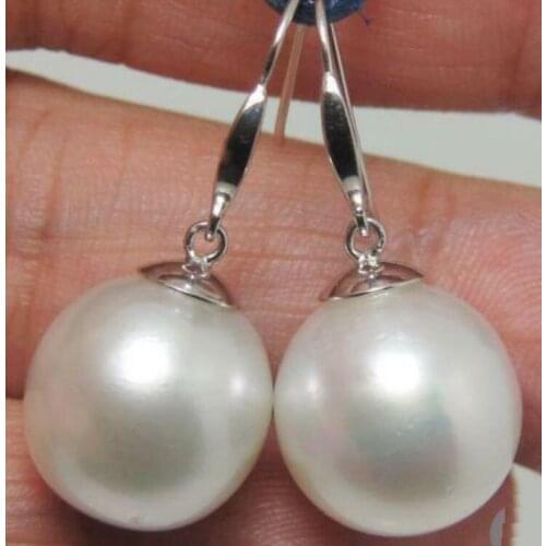 Huge Perfect round AAA 16mm White South Sea Shell Pearl Earrings