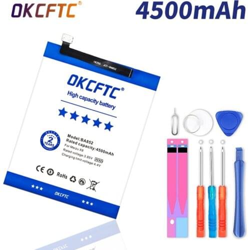 OKCFTC High Quality Battery 100% Original 4500mAh BA852 Battery For Meizu X8 Mobile Phone batteries+Free tools