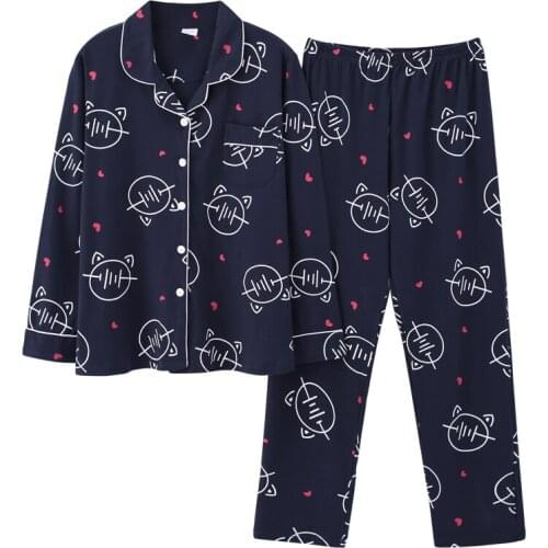 Autumn Pajamas For Women Homewear Long Sleeve Turn-down Collar Pijamas Mujer Cartoon Pajama 2 Pieces Set Women Pyjamas