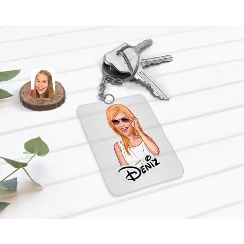 Personalized Women 'S Caricature Of Transparent Plexiglass Anahtarlık-18