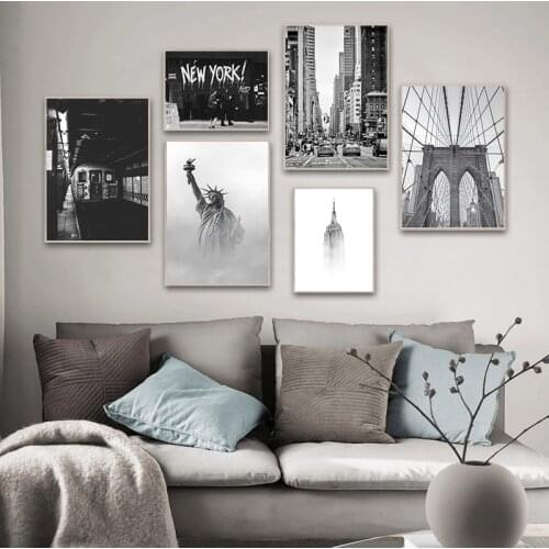 New York Statue Of Liberty Black White Nordic Posters And Prints Wall Art Canvas Painting Wall Pictures For Living Room Decor