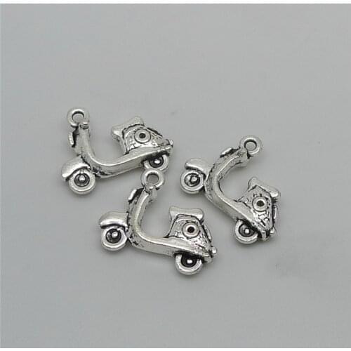 Nevstop 100Pcs/lot Antique Silver Battery Car Charms 20x15mm Motorcycle Pendant DIY Jewelry Accessories