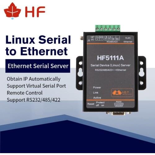 HF5111A Industrial RJ45 RS232/485/422 Serial Ethernet Connector Linux Serial Port Server Converter Device