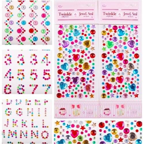 Many Styles Mixed Color Acrylic Rhinestone Crystal Decoration Stickers 3D Kids Boys Girls DIY Cute Children Scrapbook Stickers