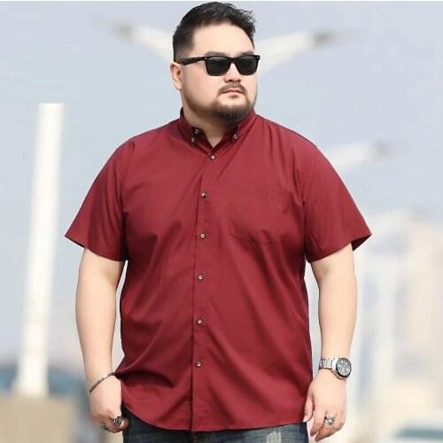 High quality men casual shirt short sleeve large size big 8XL 9XL 10XL 12XL dress wedding shirts Pink navy blue purple shirt 66