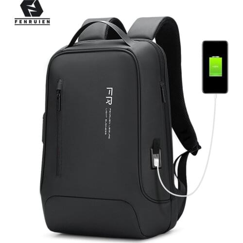 Fenruien 2020 New Backpack 15.6 Inch Notebook Backpack Black for Men USB Charging Business Travel Backpack Waterproof Anti-Theft