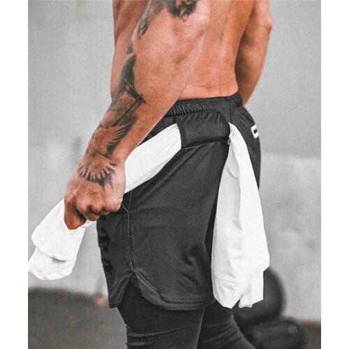 Cycling Shorts New Sporting Pants Men Elastic Two Piece Running Training Pants Gyms Ankle-Length Pants Quick-drying Men Pants