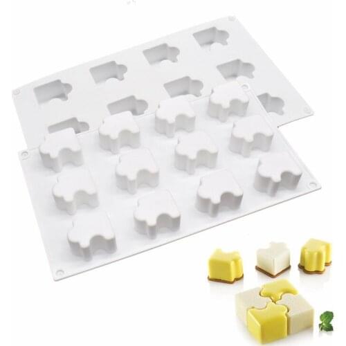 12 Cavity Silicone Mold Jigsaw Puzzle Non Stick Dessert Pastry Mold Splice Cake Square Mousse Brownie Molds Cake Baking Tools