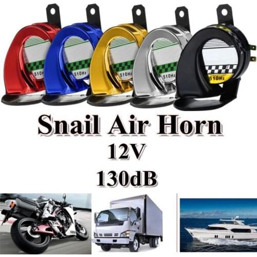 12V Waterproof 130DB Snail Air Motorcycle Horn Siren Loud For Car Truck Motorbike ATV Scooter Boat Black/Red/Blue/Golden/Silver