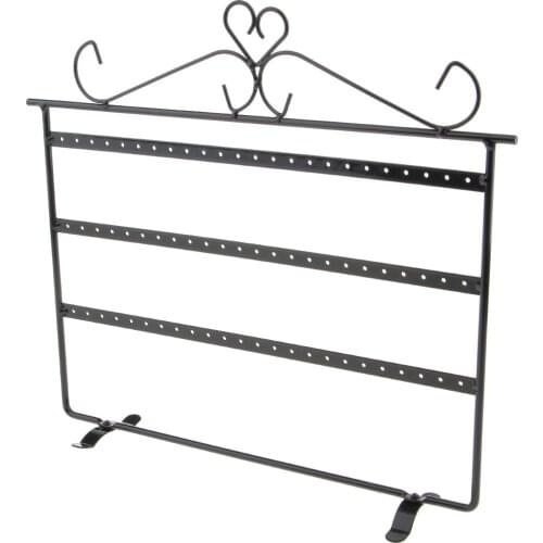 Retro Black Metal Earring Display Stand Organization Rack 3 Tiers 36 Pairs