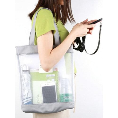 Large Capacity Zipper Mesh Bag A4 Transparent File Bag Student Book Bag Multifunction Portable Hand Bag Office Document Bag