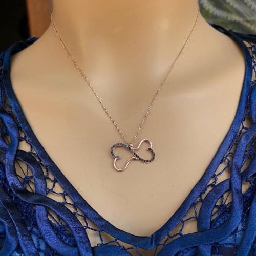 Heart to Heart 925 Sterling Silver Necklace Women Girls Gift Jewelry Accessories Fashion Handmade Elegant Chain