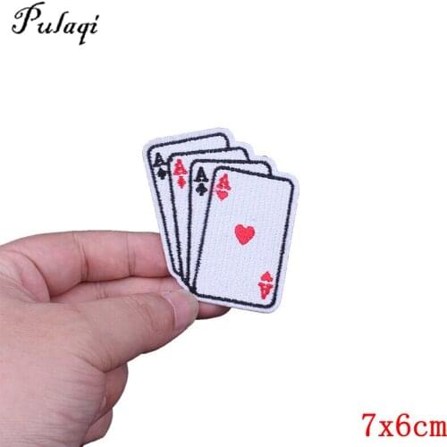 Pulaqi Poker Embroidery Patch Iron On Badge For T - Shirt Bag Apparel Sewing Fabric DIY Sew On Sticker G