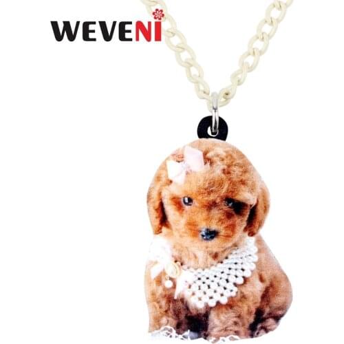 WEVENI Acrylic Anime Cute Puppy Dog Necklace Pendant Chain Choker Jewelry For Women Girls Female 2018 Animal Wholesale Gift